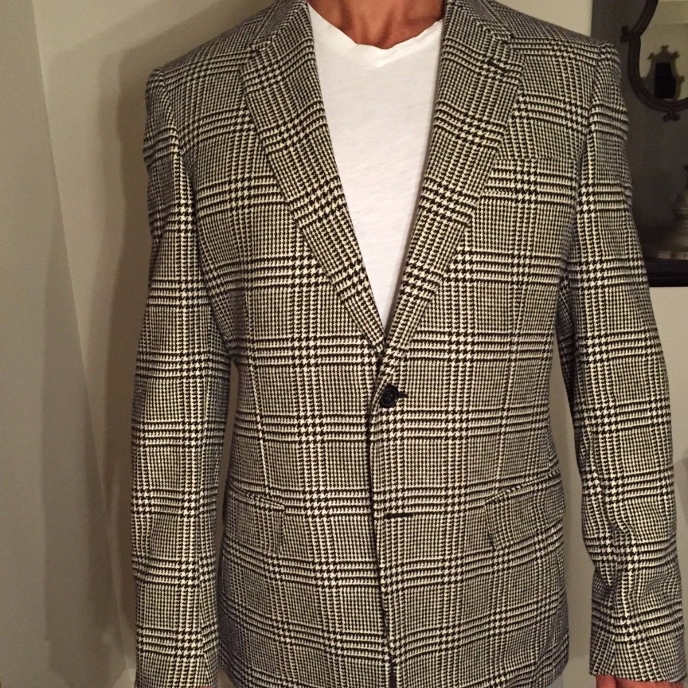 GIANFRANCO FERRE MENS HOUNDSTOOTH WOOL BLAZER